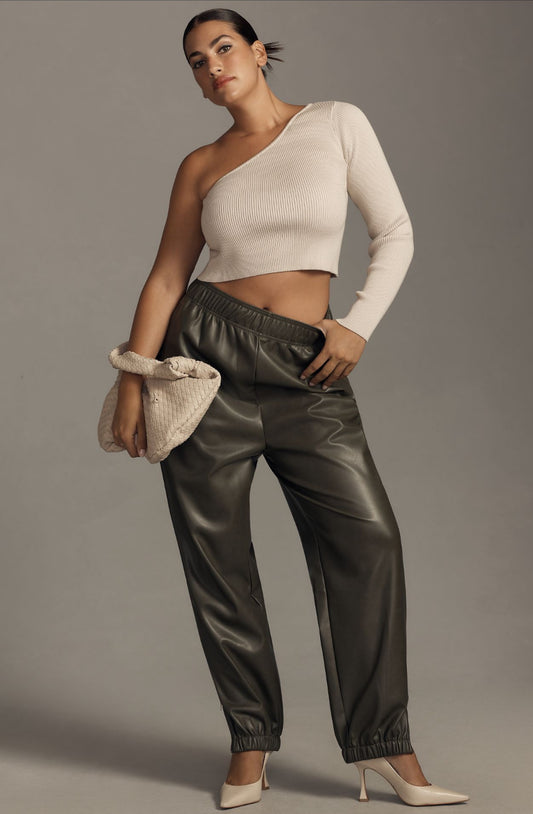 Avec Les Filles Faux Leather Joggers