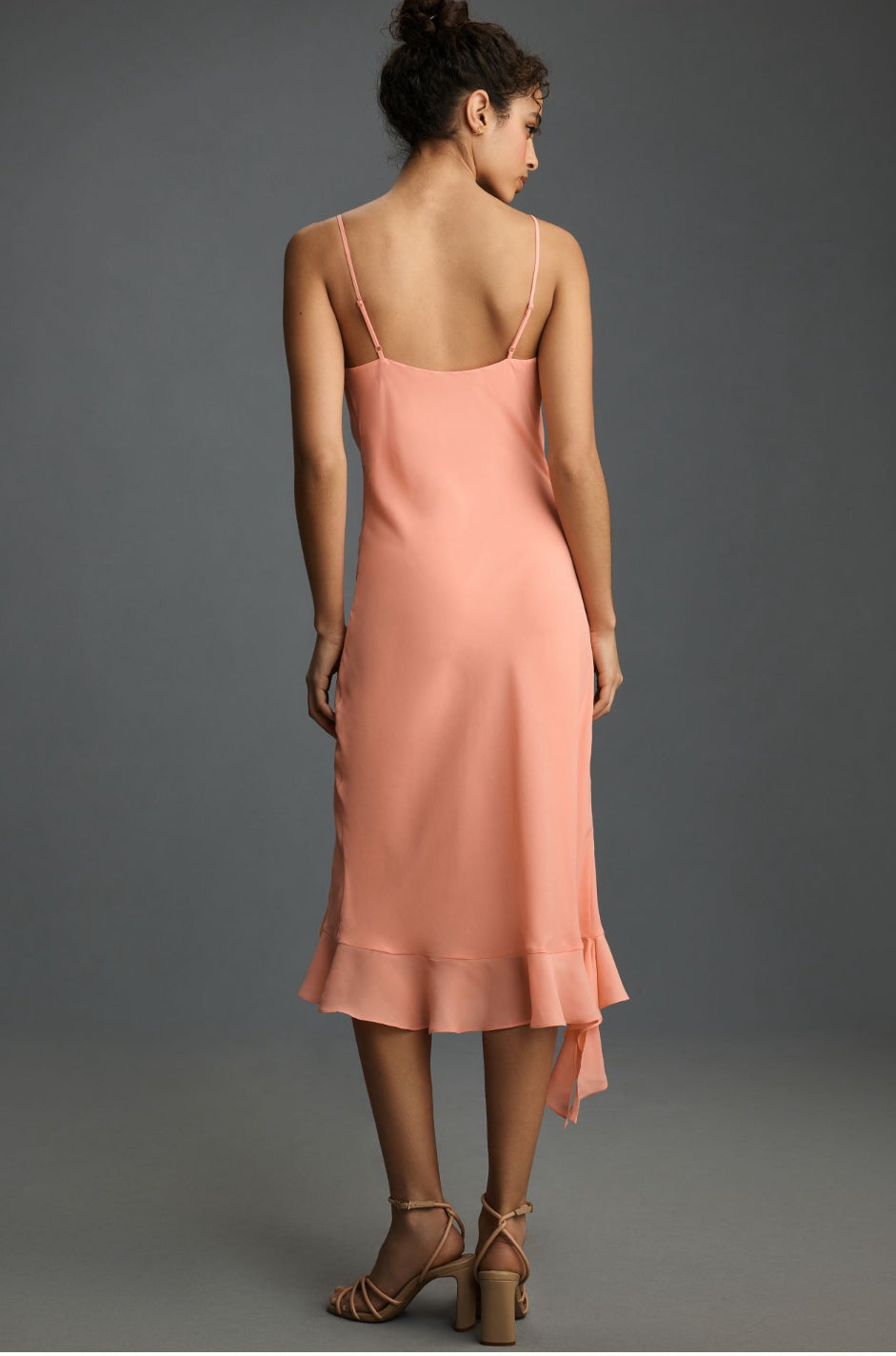 Mare Mare Sleeveless Draped Asymmetrical Midi Dress XS / Peach Mare Mare Sleeveless Draped Asymmetrical Midi Dress XS / Peach