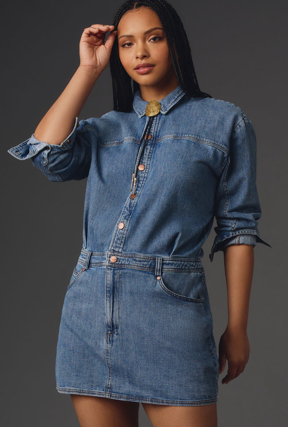 Pilcro Long-Sleeve Denim Micro Mini Shirt Dress – katie + hubbell