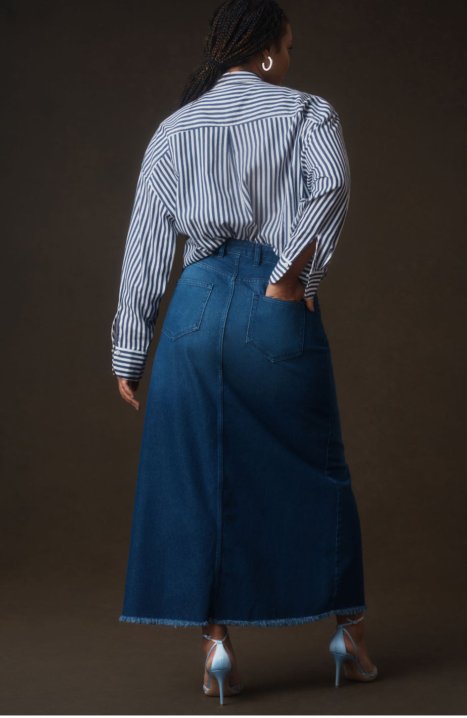 The Madi Front-Slit Denim Skirt by Pilcro – katie + hubbell