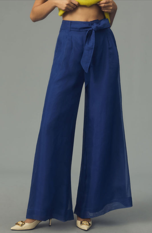 By Anthropologie Silk Organza Wide-Leg Pants