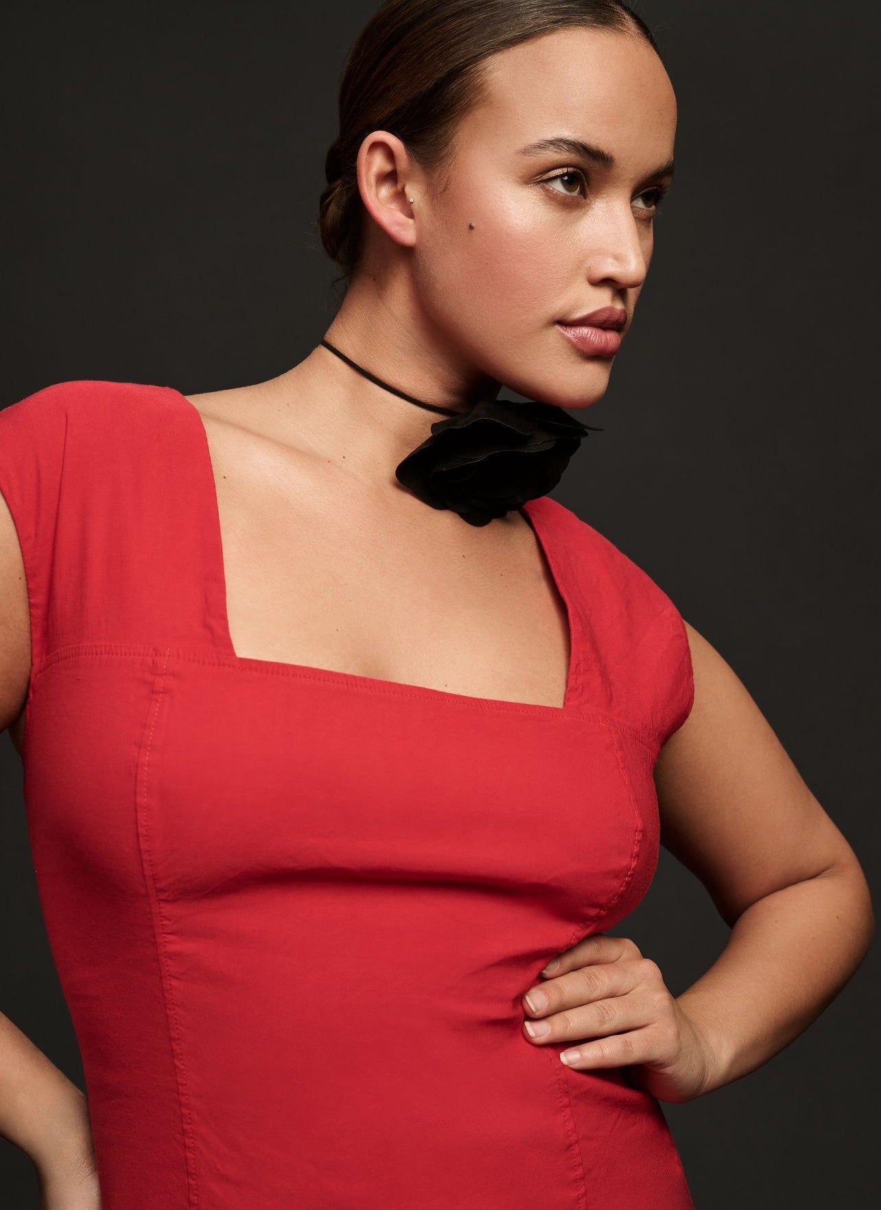 anthropologie red dress Maeve Halter Midi Dress