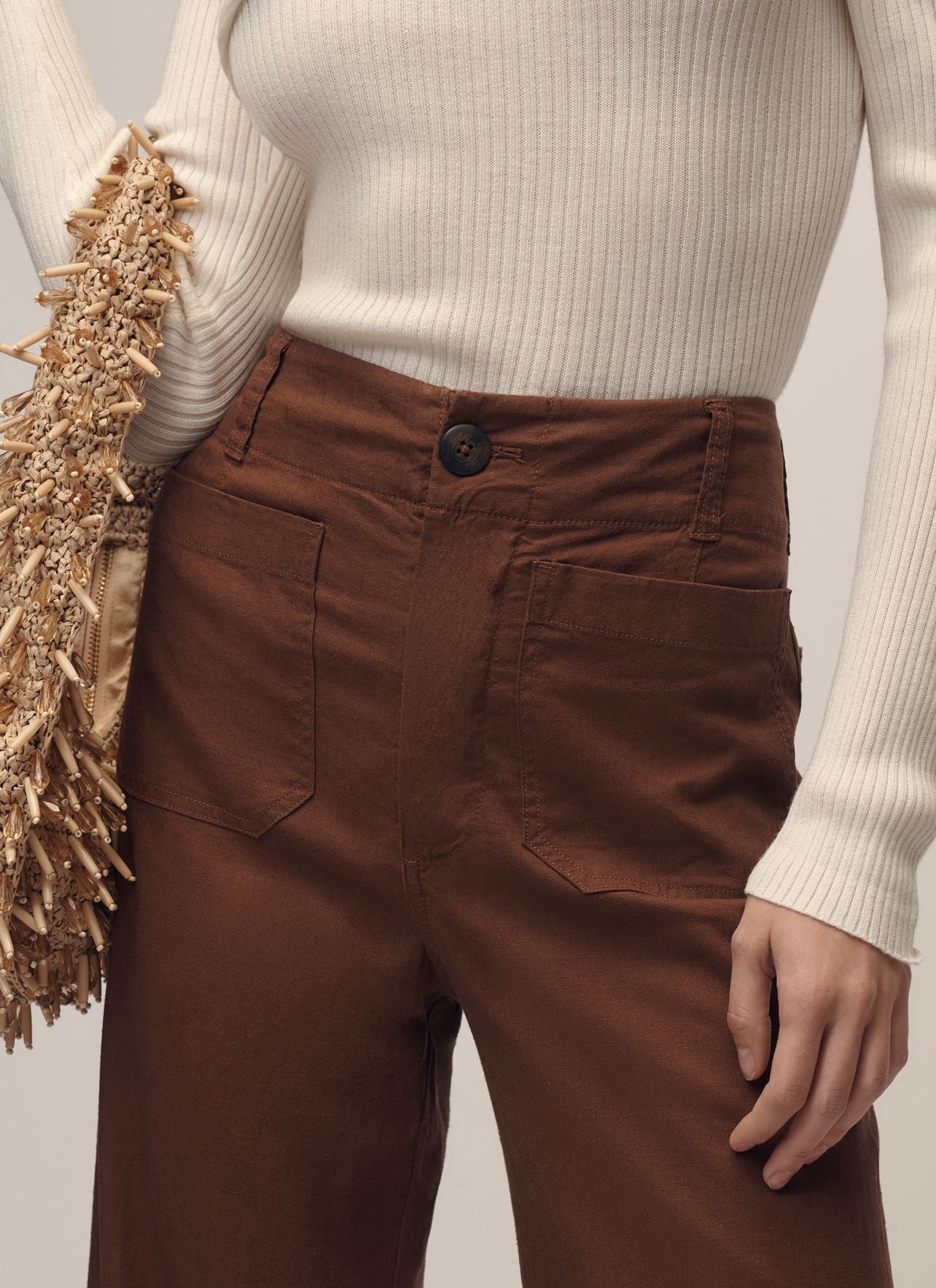 The Colette Beachy Linen Full-Length Wide-Leg Pants by Maeve