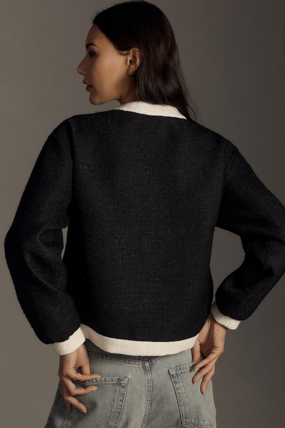 By Anthropologie Colorblock Tweed Coatigan