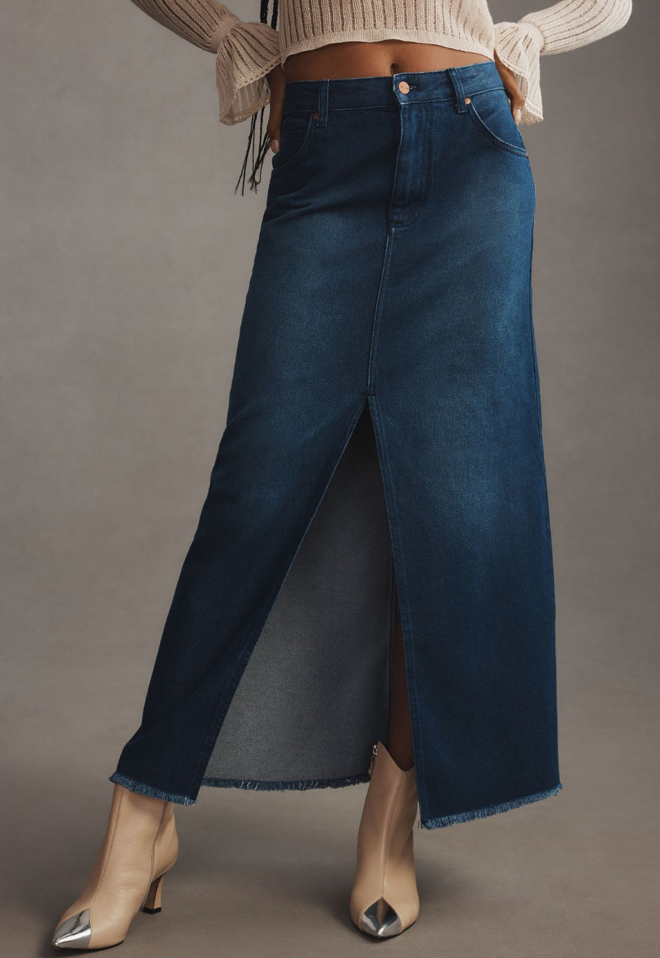 The Madi Front-Slit Denim Skirt by Pilcro – katie + hubbell