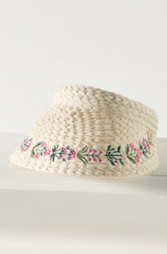 Mini Icon Embroidered Straw Visor