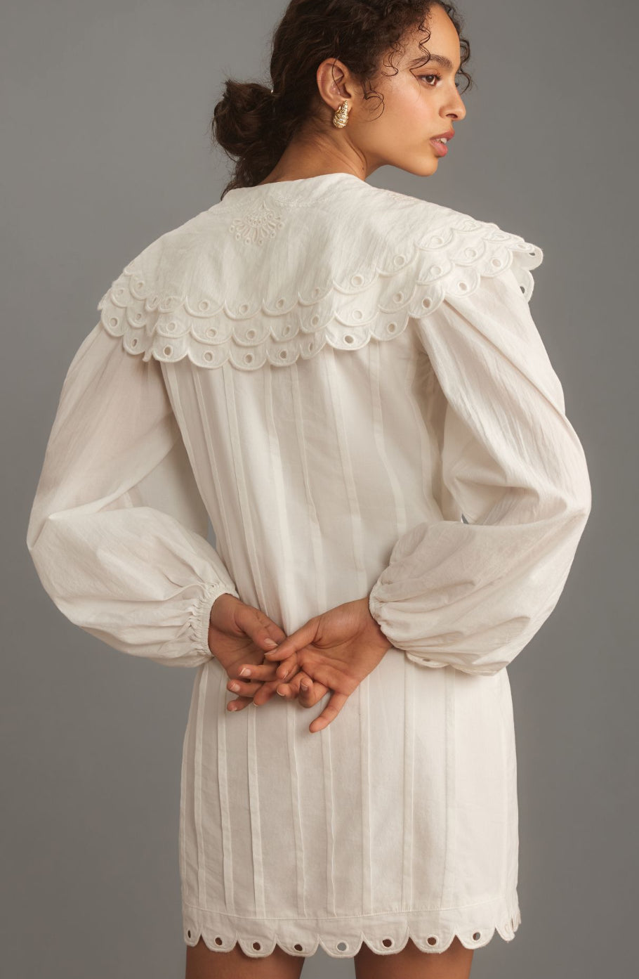 Farm Rio Long-Sleeve Embellished Collared Mini Dress Farm Rio Long-Sleeve Embellished Collared Mini Dress