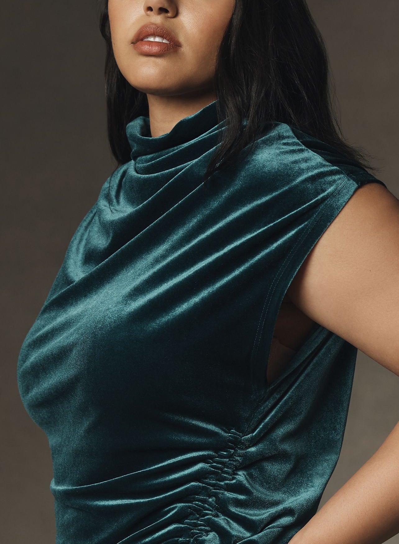 the maya ruched cowl neck dress stretch velvet edition Anthropologie Maya Ruched Cowl-Neck Dress Stretch Velvet Edition Sz XS