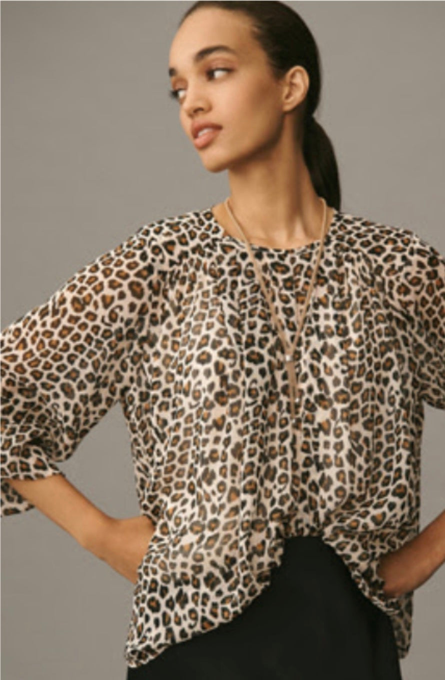 Maeve Long-Sleeve Pleated Peasant Blouse