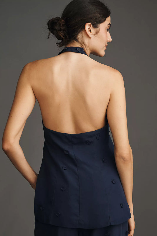 Maeve Linen Blend Halter Vest