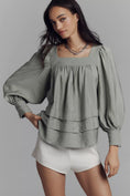 Load image into Gallery viewer, Maeve Long-Sleeve Square-Neck Blouse
