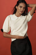 Load image into Gallery viewer, Maeve Bow Puff-Sleeve Collared Sweater
