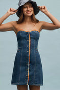 Load image into Gallery viewer, Pilcro Strapless Button-Front Denim Mini Dress
