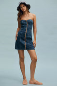 Load image into Gallery viewer, Pilcro Strapless Button-Front Denim Mini Dress
