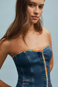 Load image into Gallery viewer, Pilcro Strapless Button-Front Denim Mini Dress
