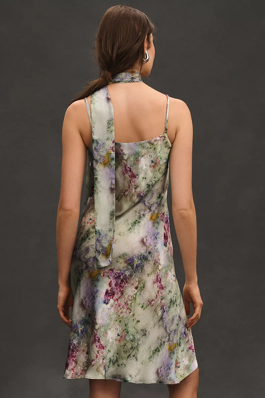 By Anthropologie Sweetheart Neck Scarf Crinkle Midi Dress