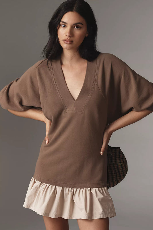 Daily Practice by Anthropologie V-Neck Mini Twofer Dress