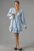 Load image into Gallery viewer, Maeve Long-Sleeve V-Neck Ruffle Mini Dress
