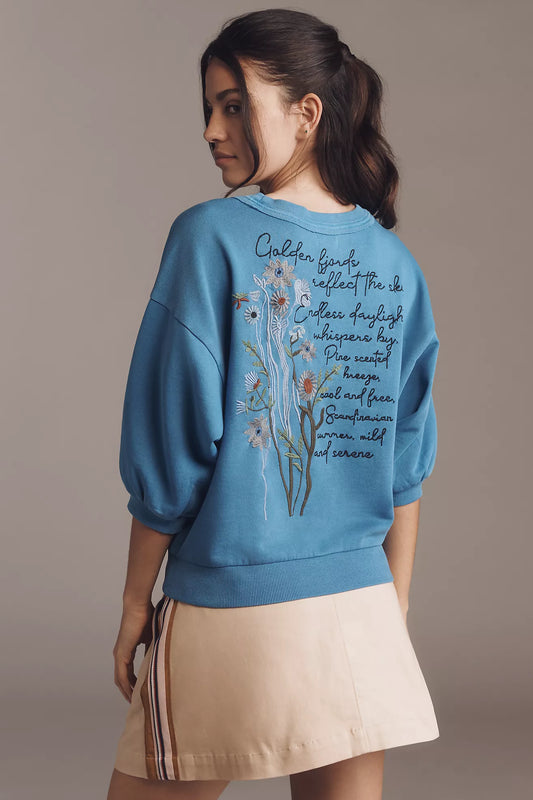 The Niki Bubble Sweatshirt by Pilcro: Embroidered Edition