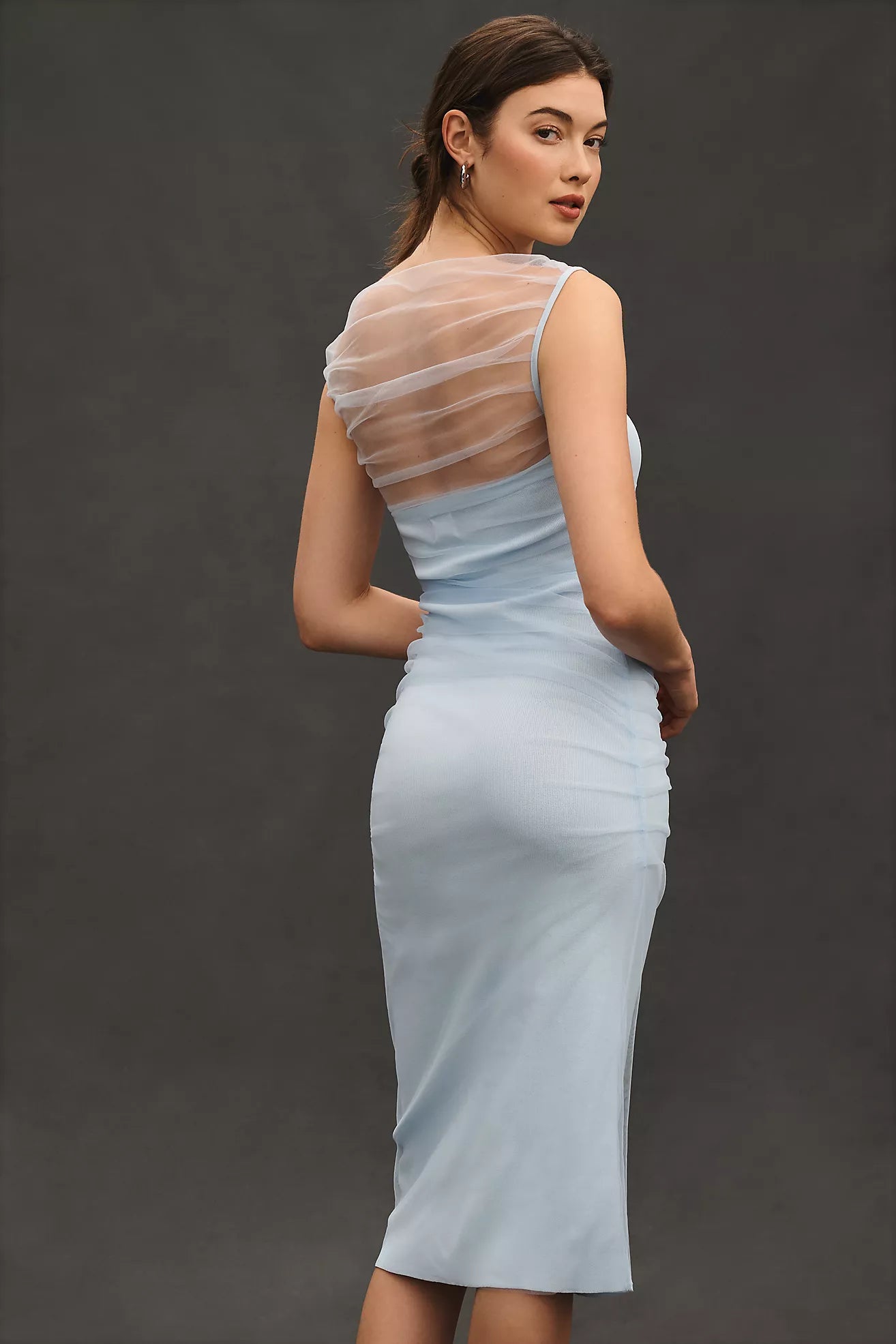 En Elly Mesh Slim Midi Dress
