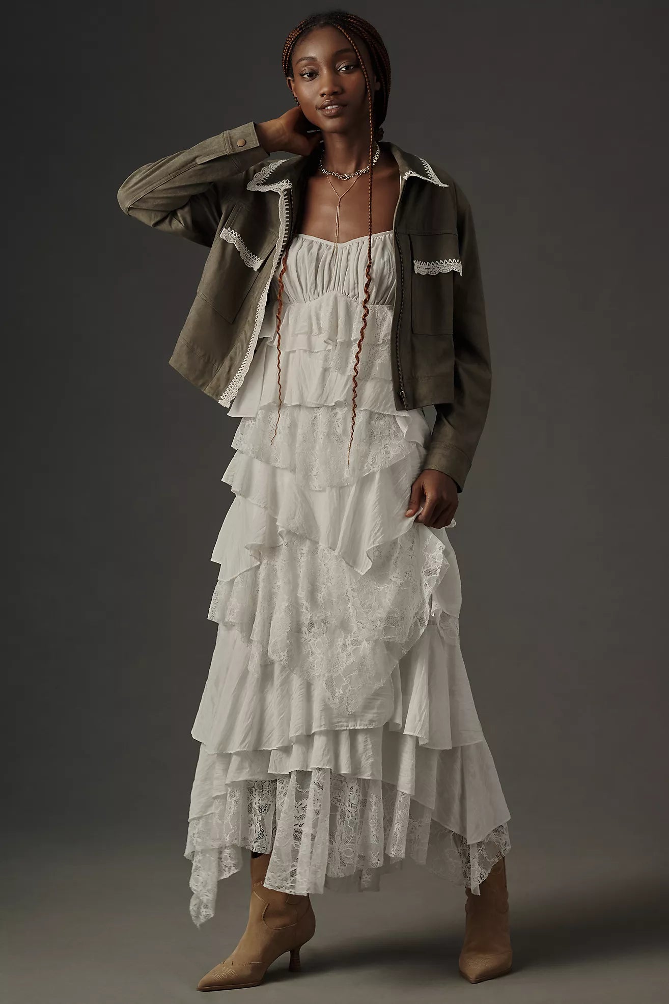 Dolan Left Coast Lace-Trim Faux-Suede Jacket