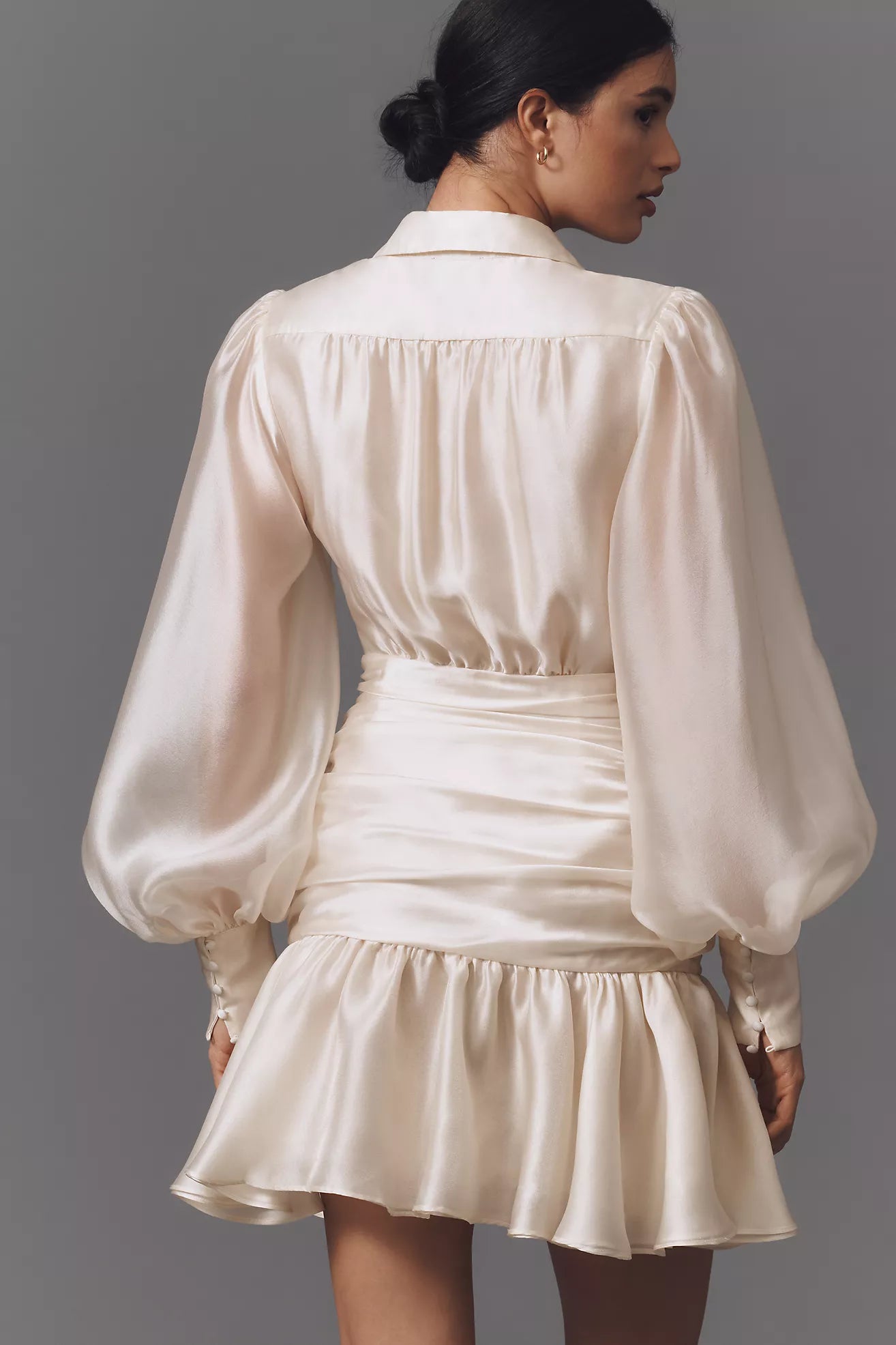 Bardot Milani Drop-Waist Organza Mini Shirt Dress