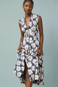 Load image into Gallery viewer, The Tommie Cap-Sleeve Smocked Front-Zip Midi Shirt Dress
