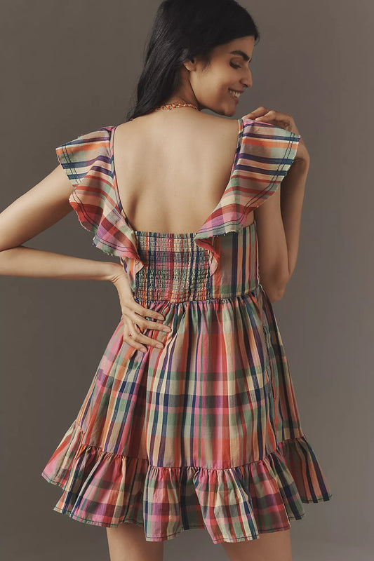 Pilcro Short-Sleeve Mini Babydoll Dress