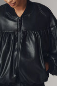 Load image into Gallery viewer, By Anthropologie Faux Leather Crop Bubble Bomber Jacket
