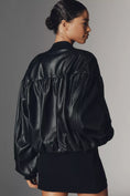 Load image into Gallery viewer, By Anthropologie Faux Leather Crop Bubble Bomber Jacket
