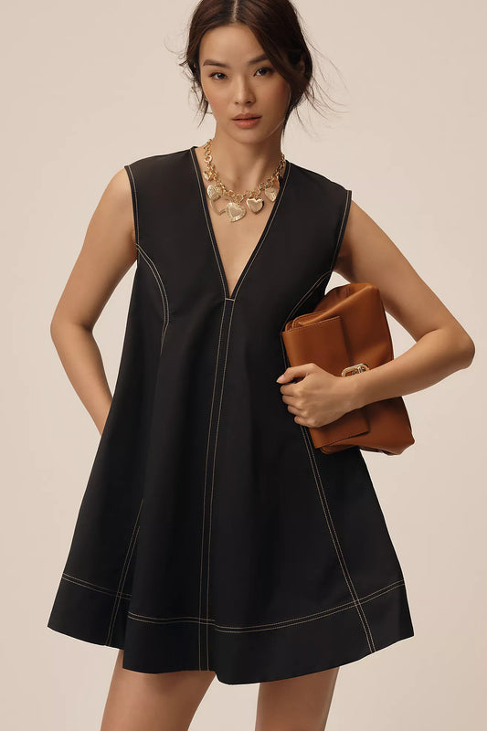 Maeve Sleeveless V-Neck Mini Swing Dress