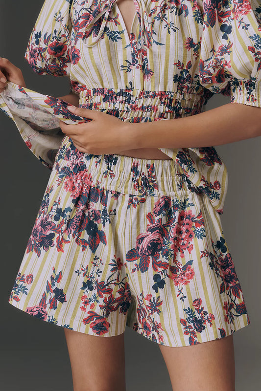 The Somerset Printed Linen Cotton Shorts