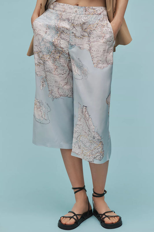Maeve Draped Printed Gaucho Pants
