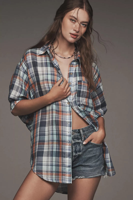 Pilcro Long-Sleeve Oversized Buttondown Shirt