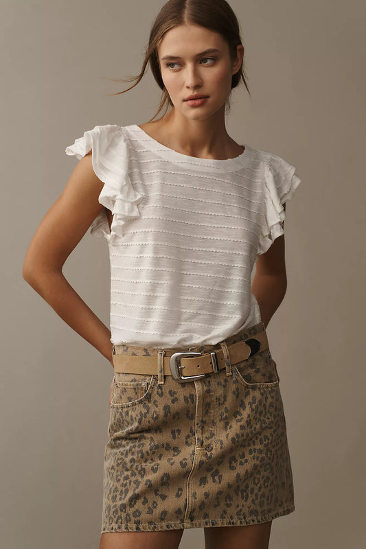 By Anthropologie Flutter-Sleeve Top