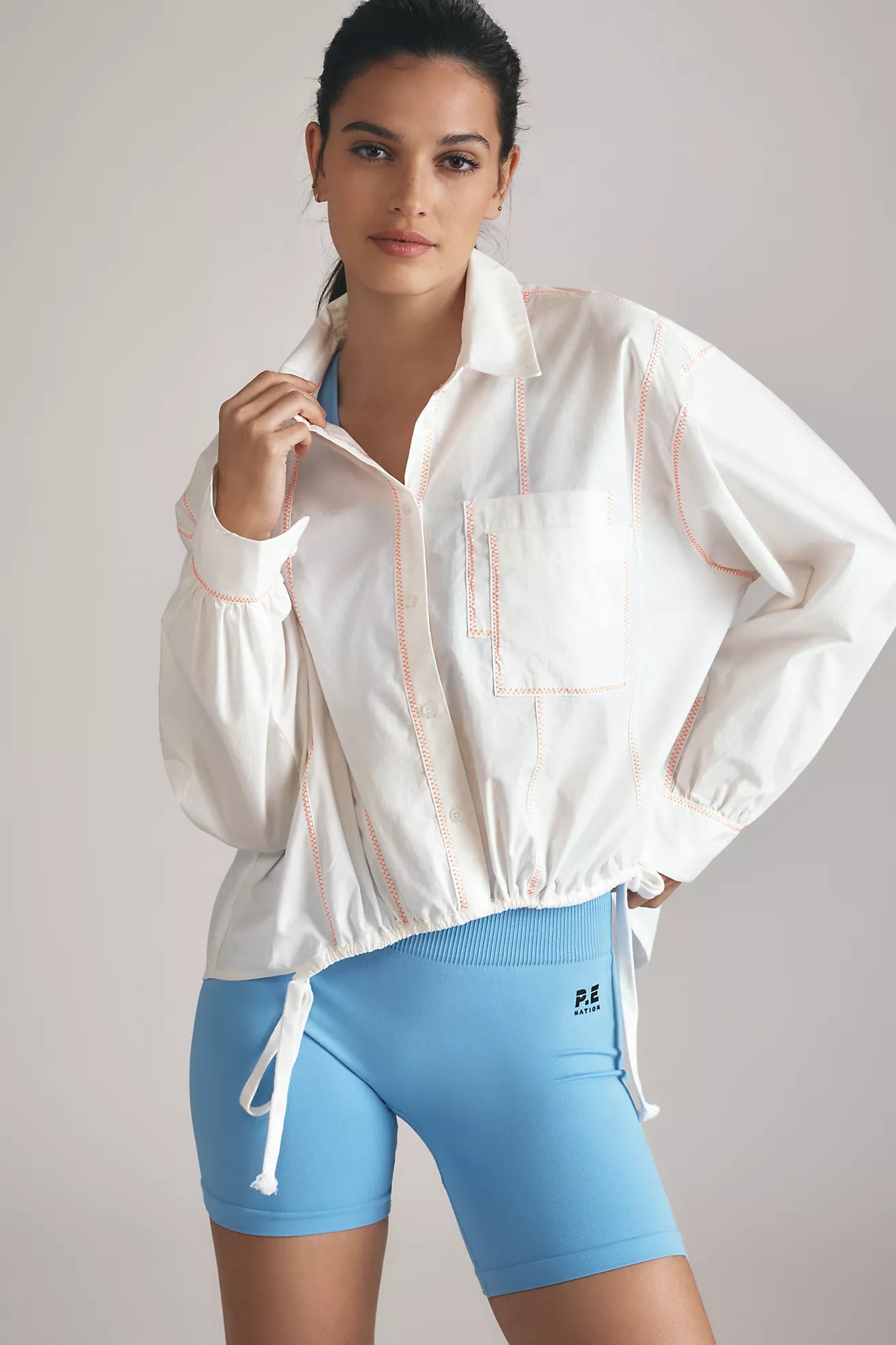 By Anthropologie Drawstring Buttondown Top