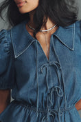 Load image into Gallery viewer, Mare Mare Puff-Sleeve Peplum Denim Top
