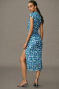 Load image into Gallery viewer, The Maya Ruched Cowl-Neck Dress: Mesh Edition
