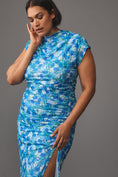 Load image into Gallery viewer, The Maya Ruched Cowl-Neck Dress: Mesh Edition
