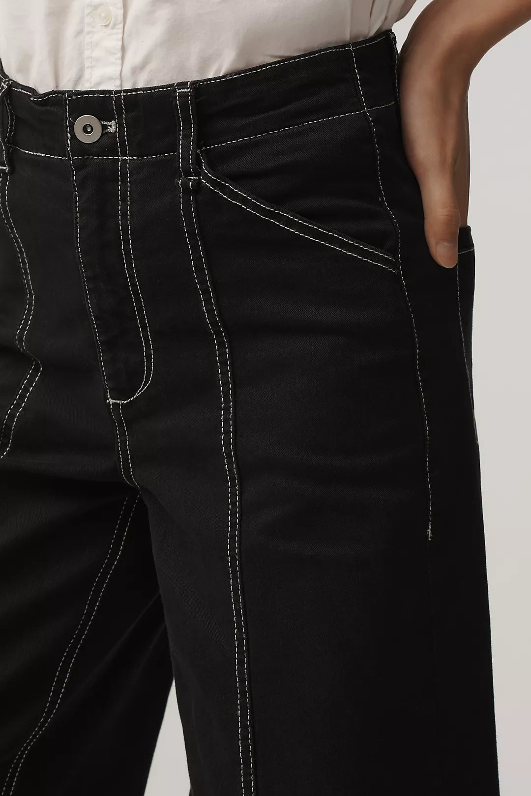 The Delaney Clean-Seamed High-Rise Wide-Leg Jeans by Maeve