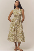 Load image into Gallery viewer, By Anthropologie Sleeveless Poplin Smocked Midi Dress

