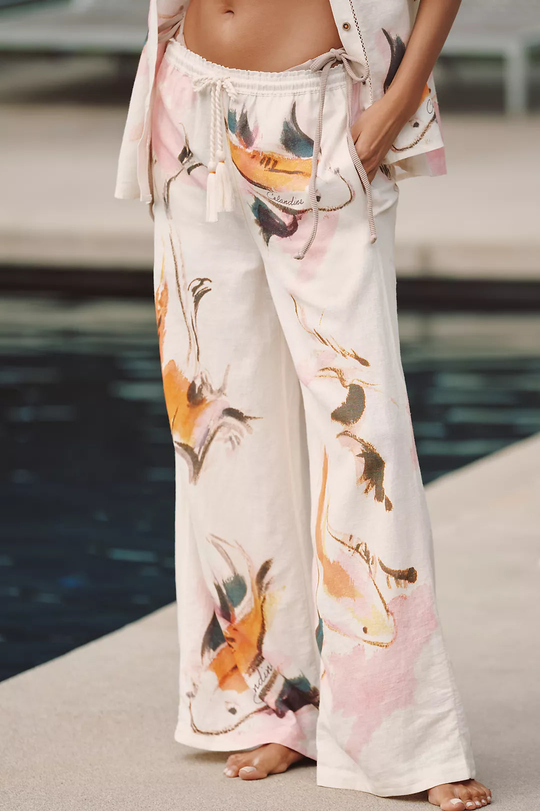 Celandine Wide Leg Linen Blend Pants