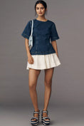 Load image into Gallery viewer, ALIGNE Cheer Short-Sleeve Structured Denim Top
