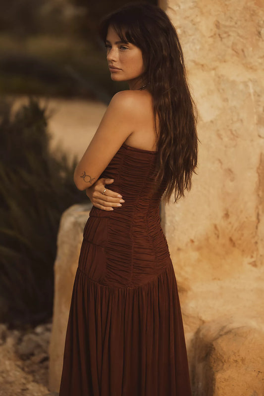 Celandine Strapless Ruched Asymmetrical-Hem Dress