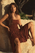 Load image into Gallery viewer, Celandine Strapless Ruched Asymmetrical-Hem Dress
