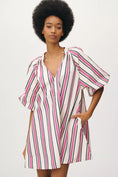 Load image into Gallery viewer, Bel Kazan Puff-Sleeve Striped Mini Kaftan
