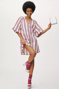 Load image into Gallery viewer, Bel Kazan Puff-Sleeve Striped Mini Kaftan
