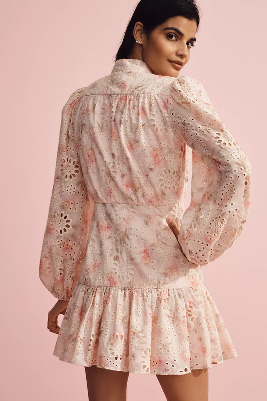 Bardot Hendry Long-Sleeve Floral Lace Mini Dress