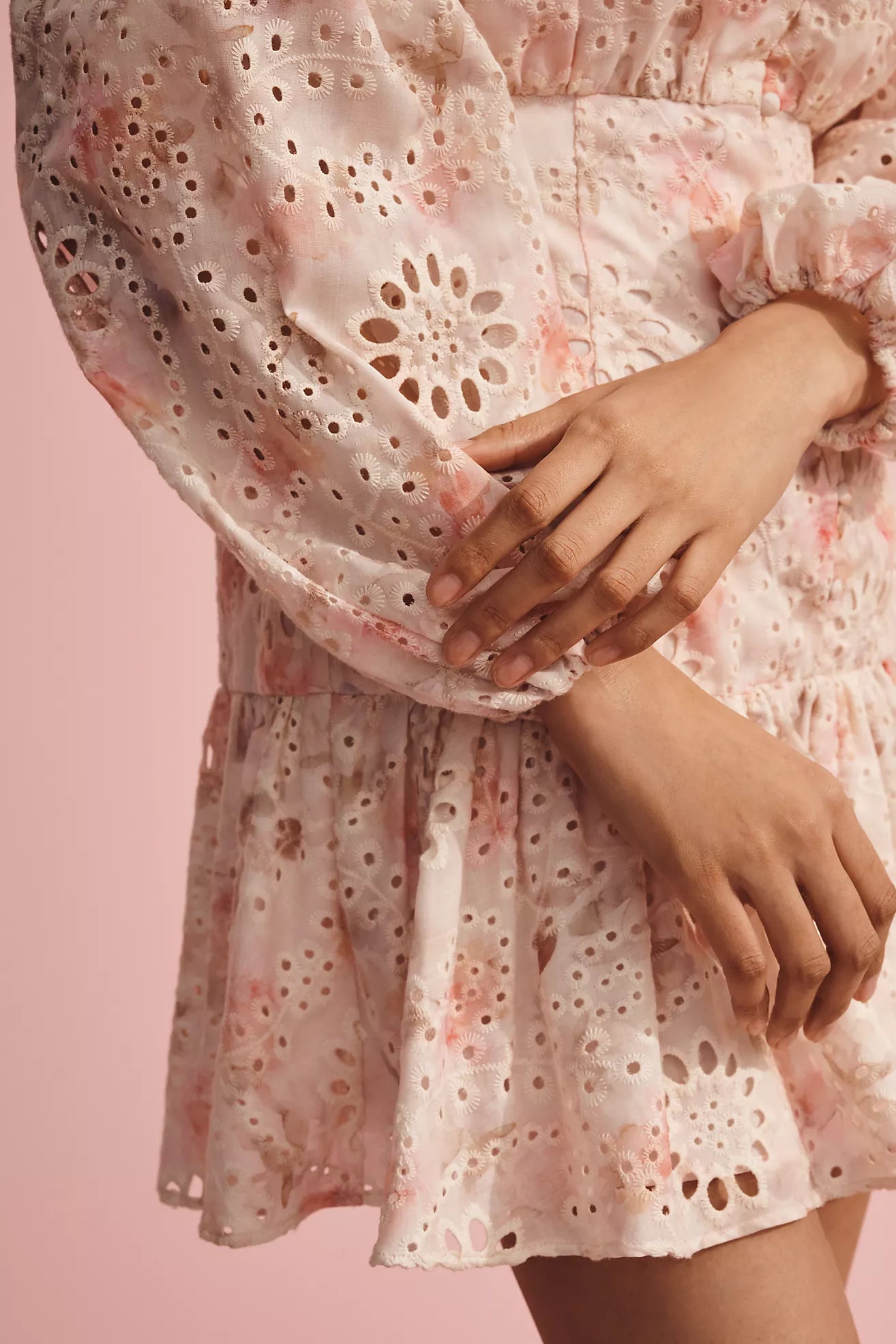 Bardot Hendry Long-Sleeve Floral Lace Mini Dress