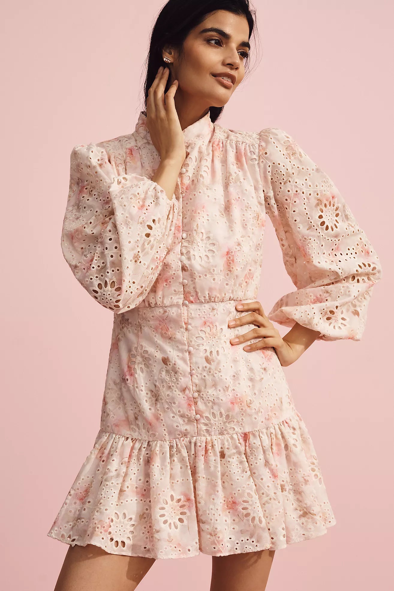 Bardot Hendry Long-Sleeve Floral Lace Mini Dress